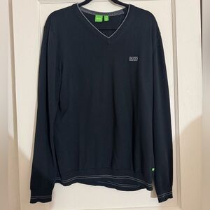BOSS Men's Black V-Neck Sweater